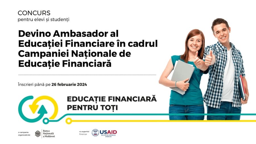 Participă la o instruire de educație financiară și poți deveni ambasador sau ambasadoare în cadrul Campaniei Naționale de Educație Financiară în localitatea ta!