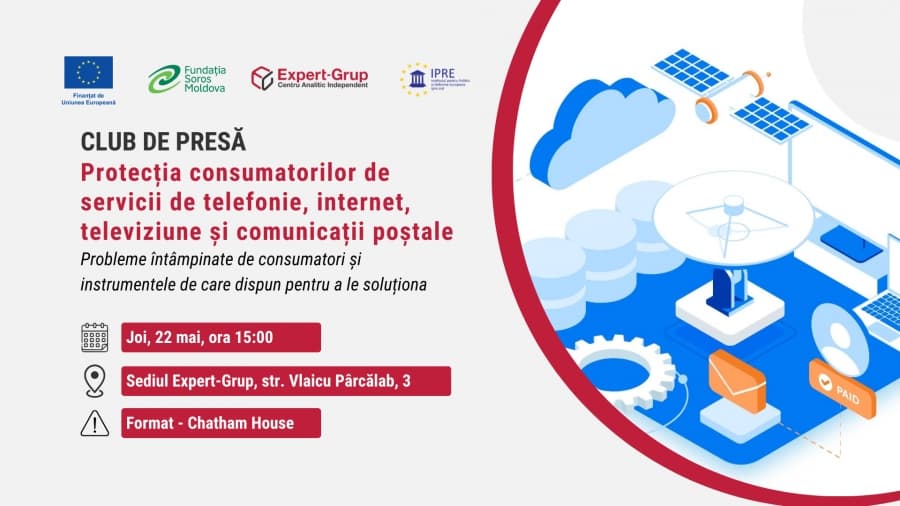 Club de presă: Protecția consumatorilor de servicii de telefonie, internet, televiziune și comunicații poștale - probleme întâmpinate de consumatori și instrumentele de care dispun pentru a le soluționa