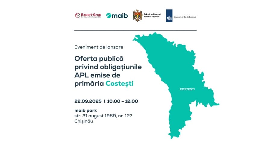 Eveniment de lansare: Oferta publică privind obligațiunile APL emise de primăria Costești